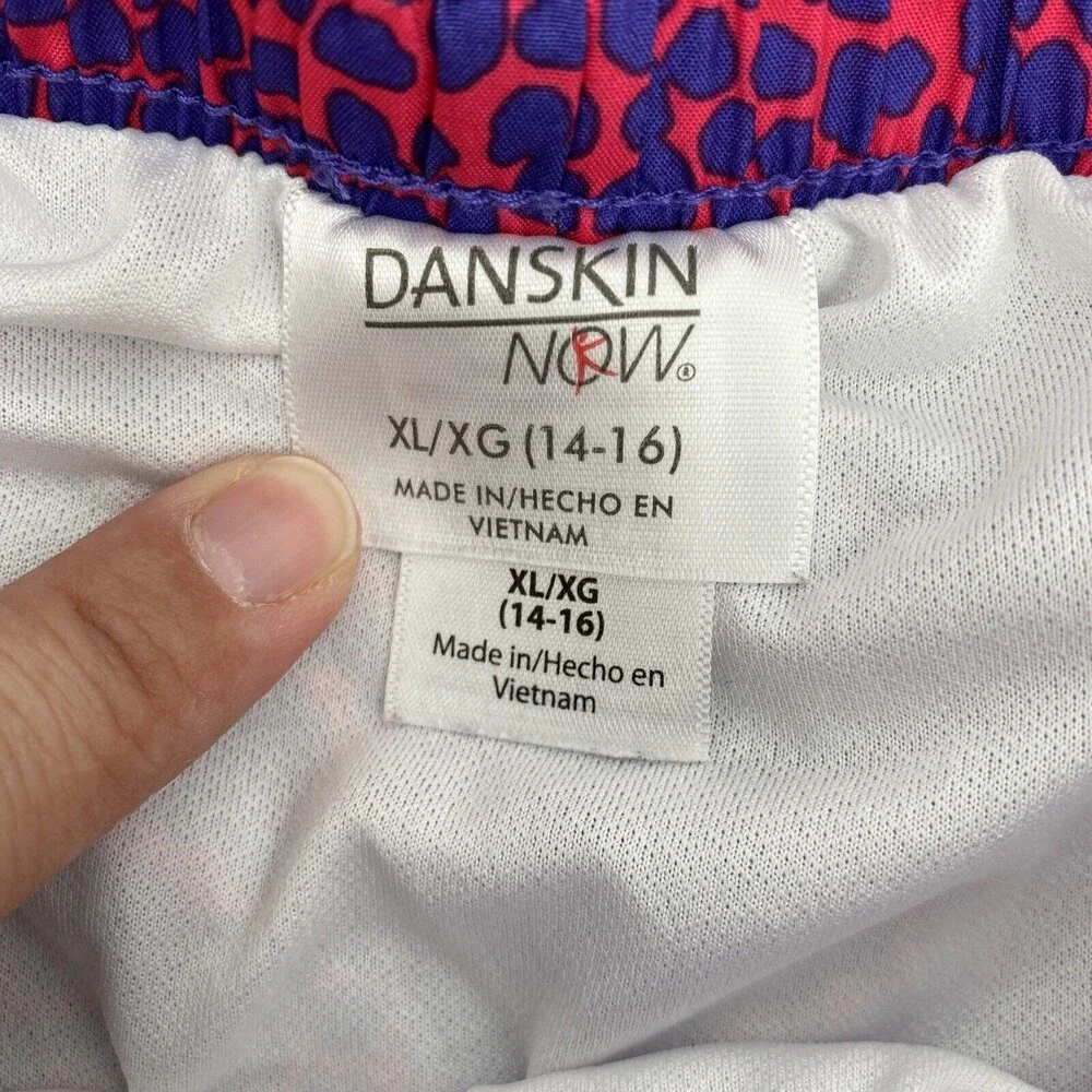 Danskin Now Girl's Cheetah Print Elastic Waist Pull-On Running Shorts Purple XL